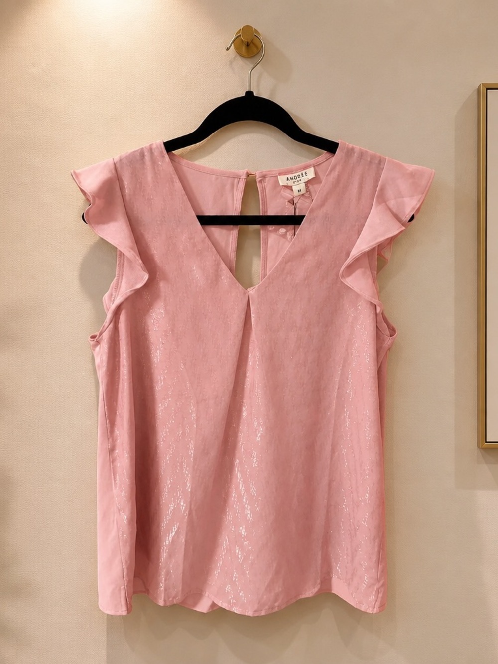 ANDREE BY UNIT Blush Pink V-Neck Ruffle-Sleeve Camisole
